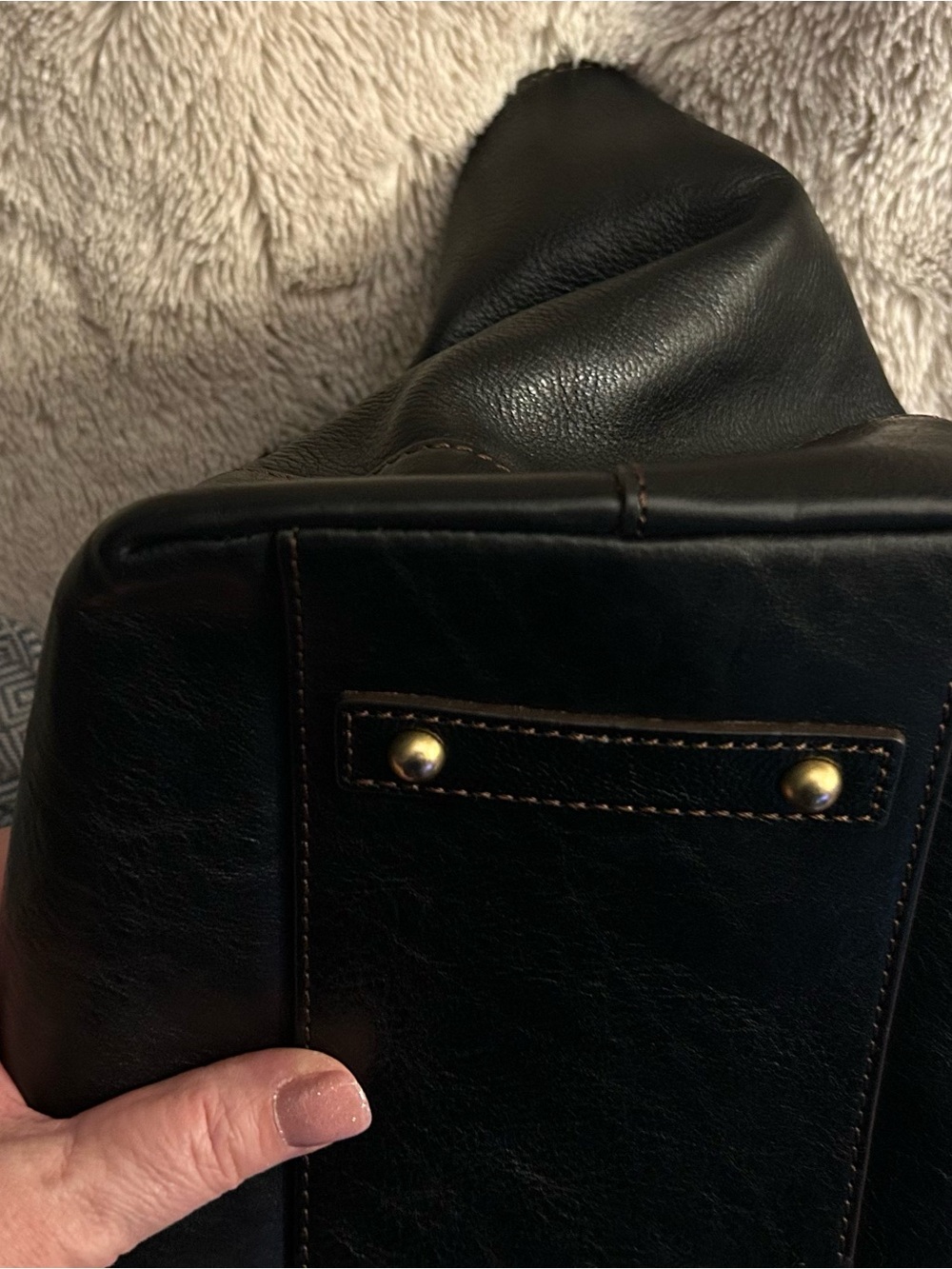 Dooney & Bourke Black Leather Tote with Brass Hardware - Picture 11 of 11